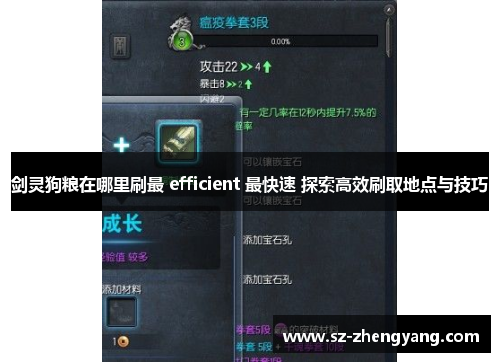 剑灵狗粮在哪里刷最 efficient 最快速 探索高效刷取地点与技巧